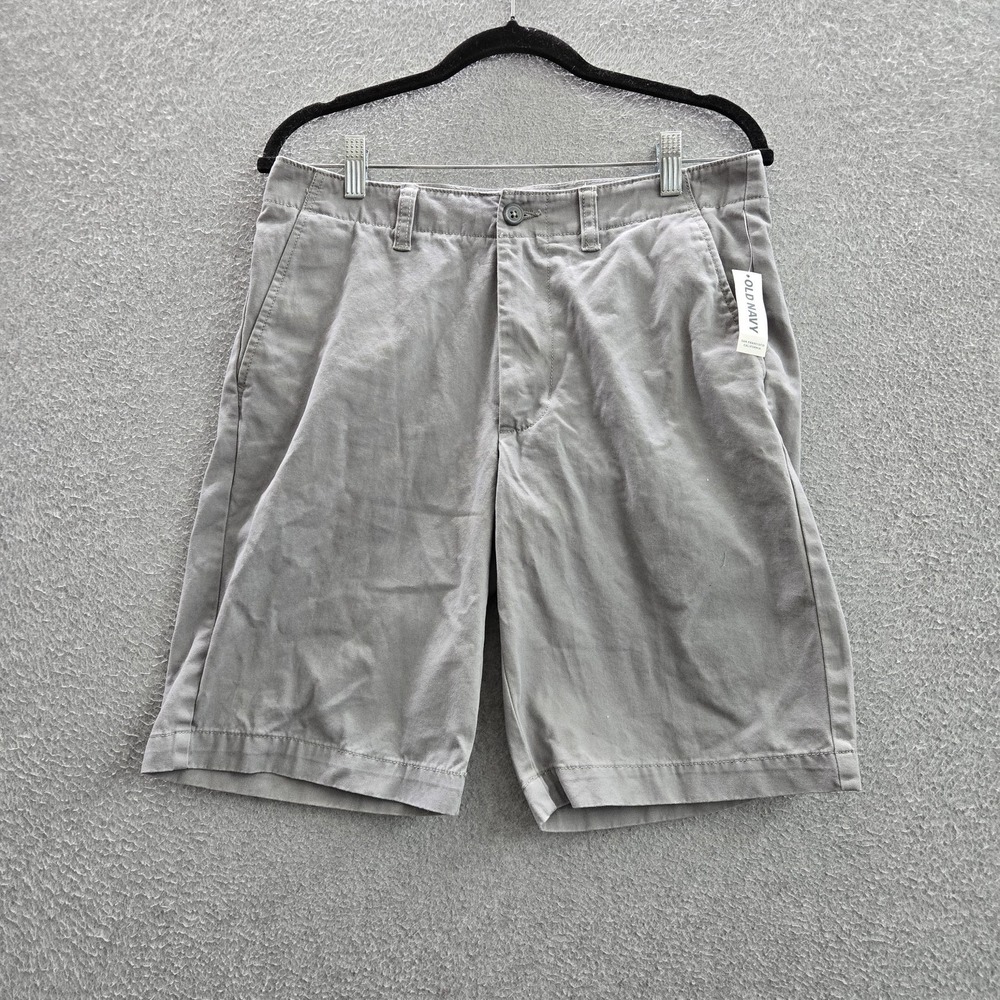 Old Navy Men Shorts 30 Gray Chino Twill Mid Rise Pockets 10" Inseam‎ NWT